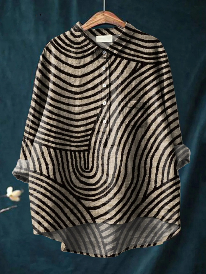 Cecelia | Women's Circular Line Pattern Print Casual  Shirt