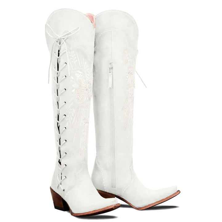 Valencia | Embroidered Lace-Up Boots